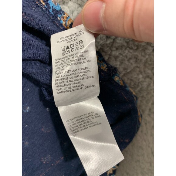 LUCKY BRAND S/P Blue Floral Mandal Geometric Artistic Design Sleeveless Shirt - Picture 4 of 9